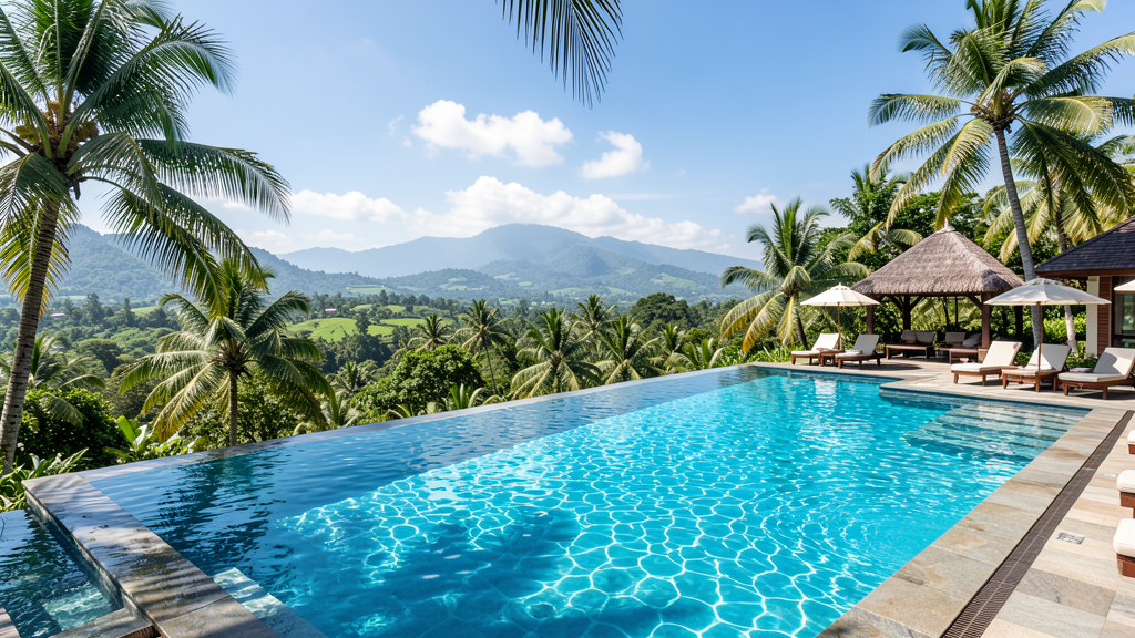 Tropical infinity pool with scenic surroundings